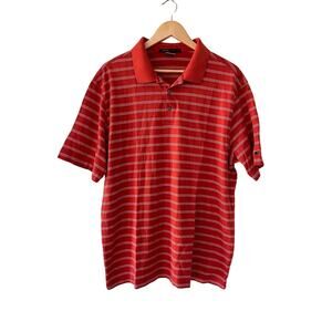 Nike Dri-Fit Tiger Woods Collection Golf Polo Men's Size XL Orange Striped